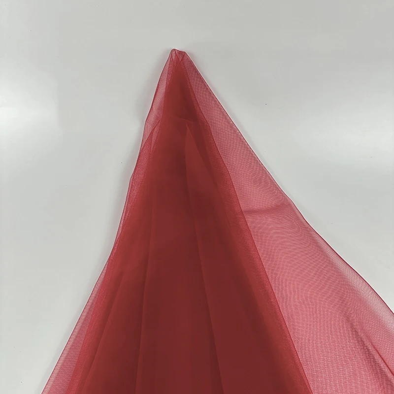 Elegant Red and Pink Tulle Mesh Fabric for Wedding and Bridal Wear