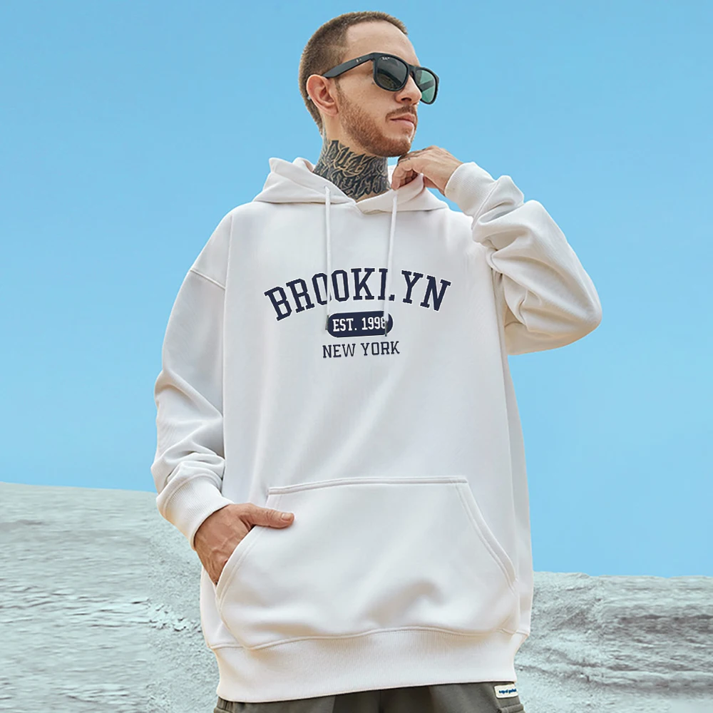 

Brooklyn Est. 1898 New York U.S.A Street Hoody Men Spring Fleece Clothes Loose Warm Cotton Sweatshirt Fashion Casual Hoodie Male