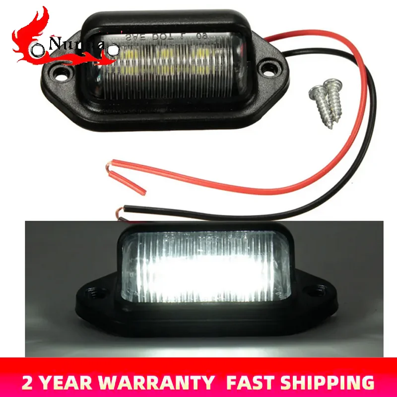 

2pcs Universal Car License Plate Light 12V 6 LED Bulbs Number Plate Lamp Signal Indicator For Vans Trailers Trucks Lorries