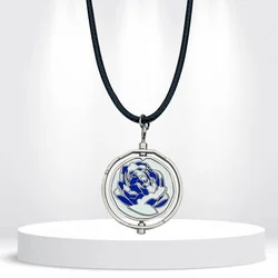 Jinx Blue Rose Rotatable Cosplay Necklace for Halloween & DIY Accessories (Blue rose necklace)