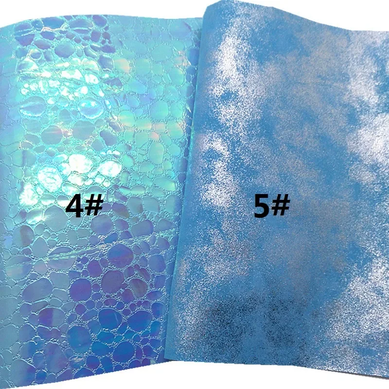 Description Picture 2 of itemLight Blue Faux Leather Sheet Metallic Synthetic Leather Snake Stones Embossed Faux Leather Vinyl for DIY Craft 8.2"x11.4" SJ554