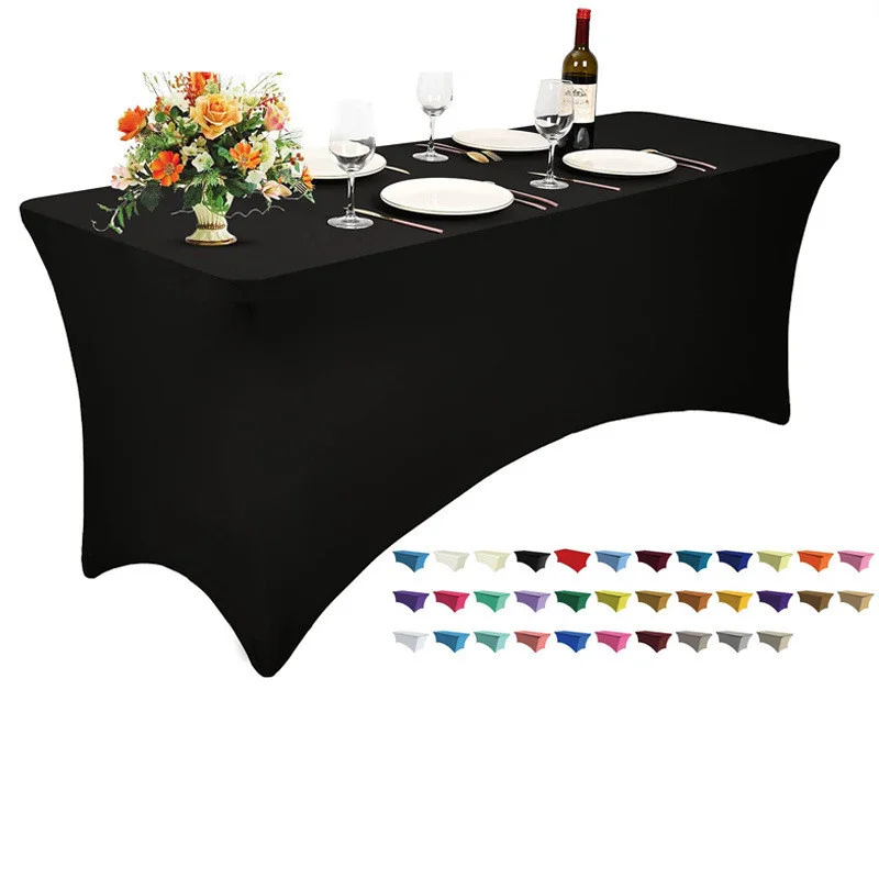 Hotel Wedding Banquet Solid Color Spandex Tablecloth 4FT Elastic Fabric Table Cover Non-Slip Delicate Durable Party Supplies
