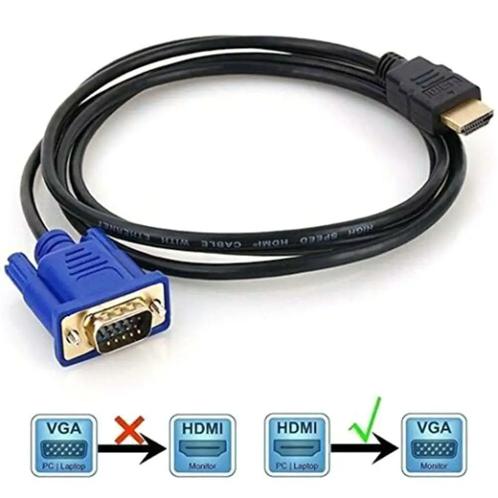 

Кабель-преобразователь HDMI в VGA с аудио источником питания, Переходник HDMI папа в VGA мама, адаптер для ноутбука, планшета, ПК, телевизора