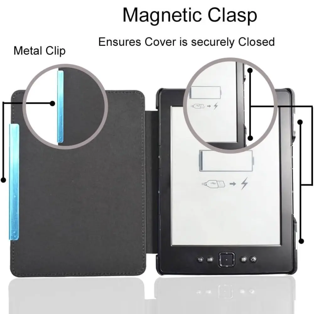 PU Leather Protective Case Anti Scratch Magnetic Closure Flip Shell Ultra Slim for Kindle 5/4th Gen (Model:D01100) 2011