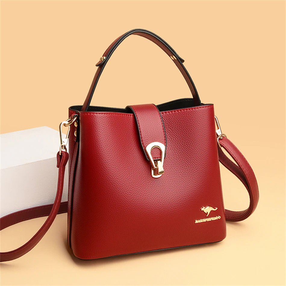 3LayersHighQualitySoftLeatherHandbagforWomenHighCapacity
