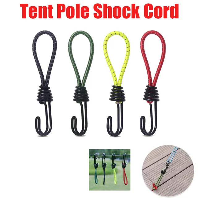 เชือกยางยืดสำหรับเต็นท์ 10 ชิ้น พร้อมตะขอเกี่ยวอเนกประสงค์ สำหรับตั้งแคมป์กลางแจ้ง ใช้กับผ้าใบกันน้ำ เชือกยึดเต็นท์ พร้อมตะขอเกี่ยวคาราไบเนอร์ อุปกรณ์เสริม 1