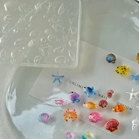 1 pièce Mini moule en silicone pour nail art, formes d'animaux marins, outil antiadhésif en silicone transparent pour ongles en acrylique 1