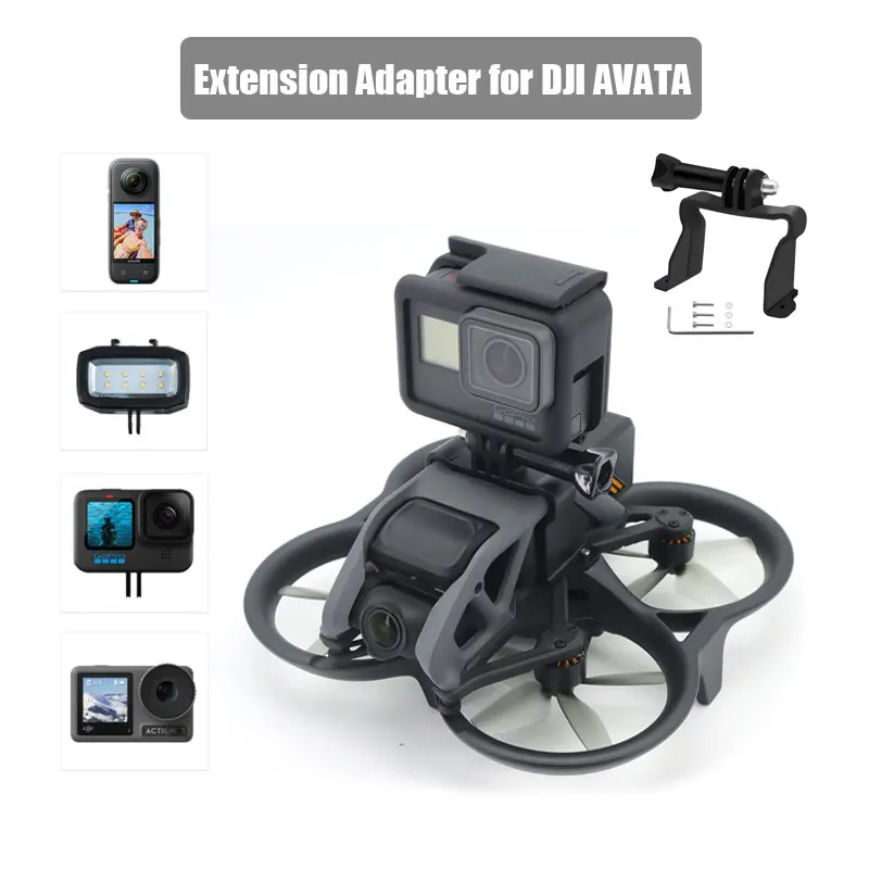 Avata 2 - Supporto per fotocamera con adattatore a vite da 1/4 per DJI Avata 2, compatibile con Insta360 GO3 Sports Camera Mount Adapter Kit di accessori di espansione