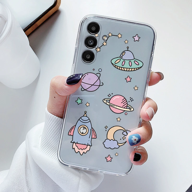 Clear Floral Cartoon Heart Shockproof Soft TPU Case - Transparent Cover