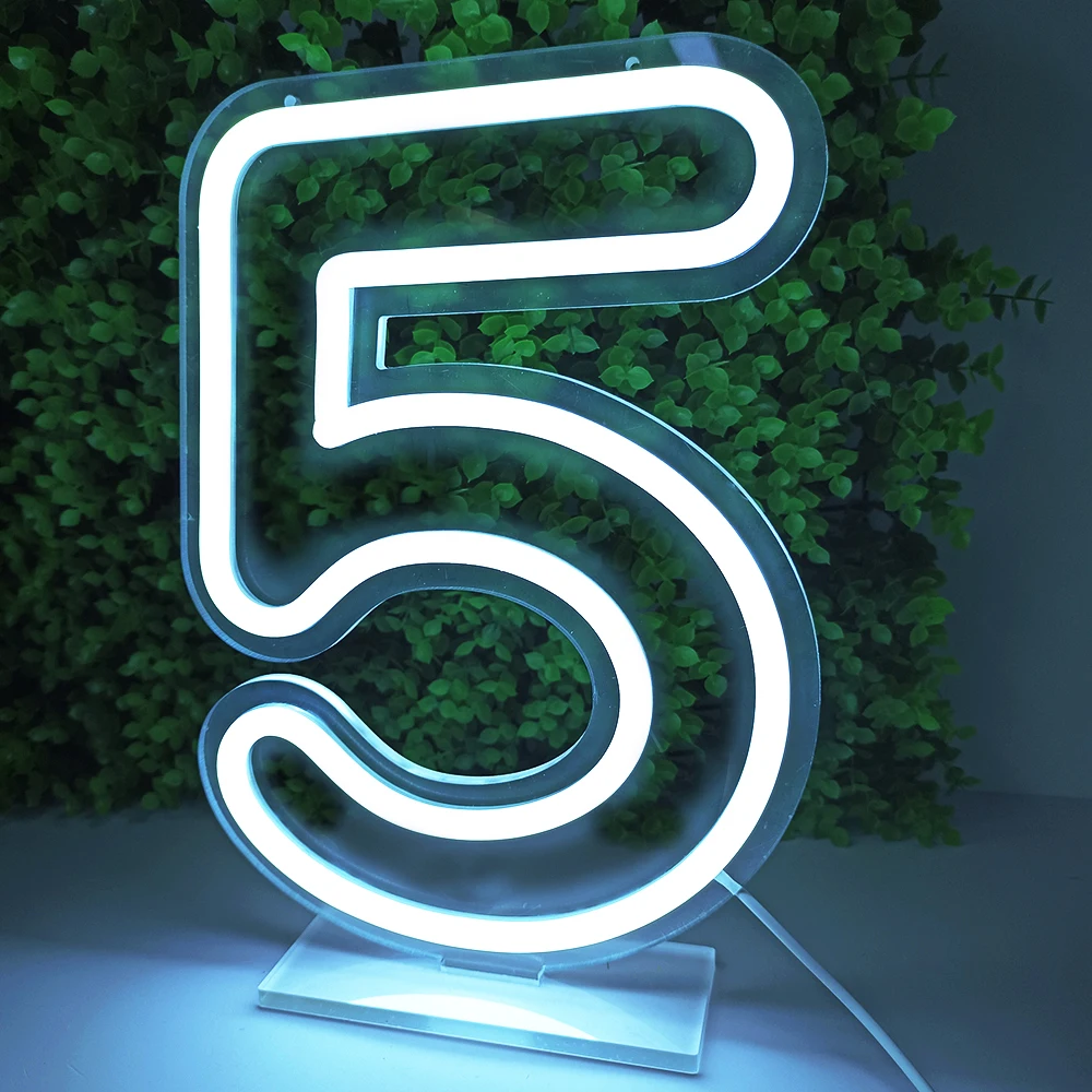 Large Neon Sign Light Custom 0-9 Number Lamp For Party Wall Art Letter Logo Design Home Personalized Sign 12V With Dimmer Base wall night light