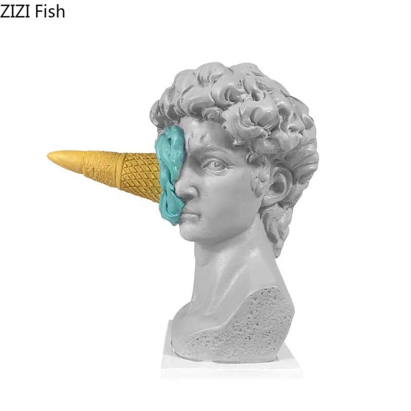 Mythology Figure Ice Cream David Statue Myth Character Resin Ornaments Desk Decoration Figure Sculpture Nordic Home Decor Modern resin ornaments resin crafts desk decor