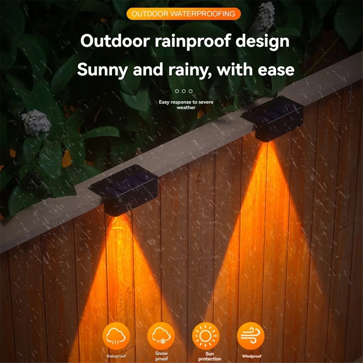 BAAU 4 Pcs LED Solar Wall Lamps Stair Light Outdoor Lighting Fence Porch Decorative Lamp Step Fence Yard Garden White Light