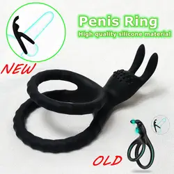 2023 New 2 In 1 Men's Silicone Penis Ring Clitoris Stimulator Cock Ring Ejaculation Delay Penisring Erection Ring for MenCouples
