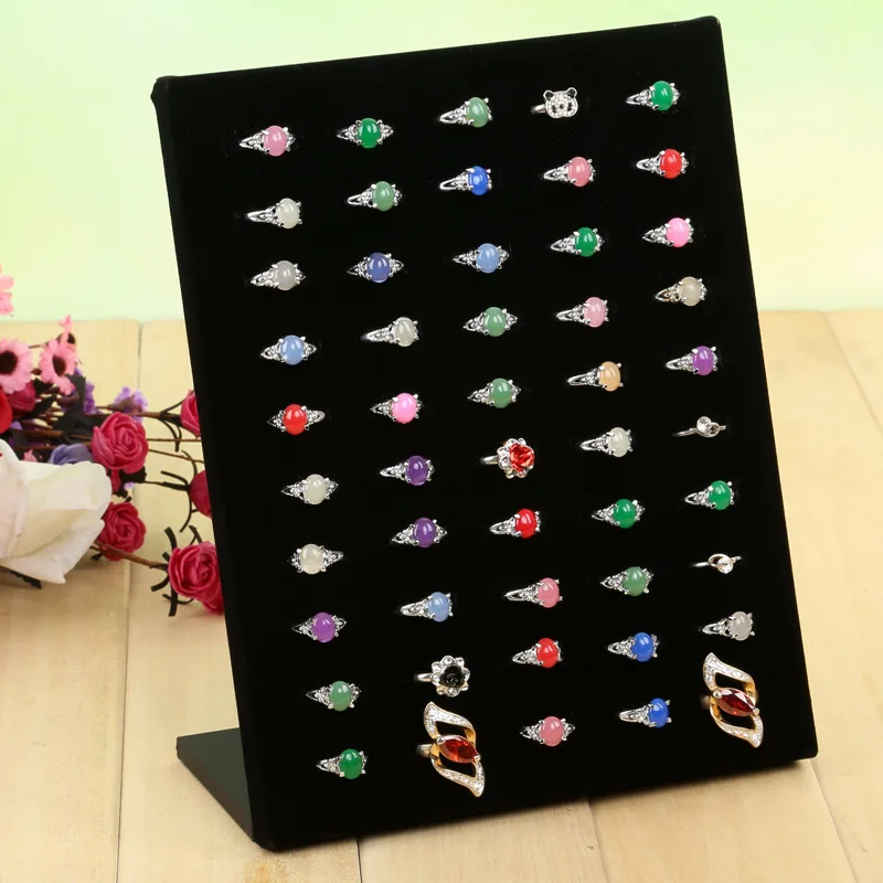 

L-shaped 50 Position Ring Holder Jewelry Rack Diamond Pair Storage Display Props