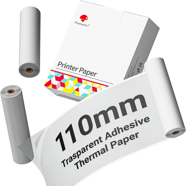 3PK Phomemo Adhesive Transparent Thermal Paper Clear Adhesive