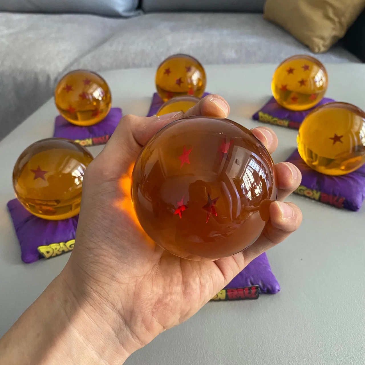 

1：1 Anime Dragon Ball Z 7 Stars Crystal Ball Orange Resin Crystal Globe Desktop Ornaments Decoration Kids Toys Collection Gift