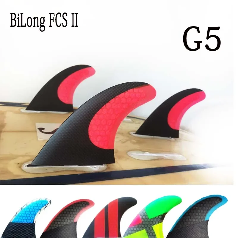 Surfboard Fin BiLong FCS II Thruster Surfboard Fins 3PCS Set G5 Fiberglass Honeycomb Carbonfiber M Size Quilhas Surf Fin Electric Surfboard