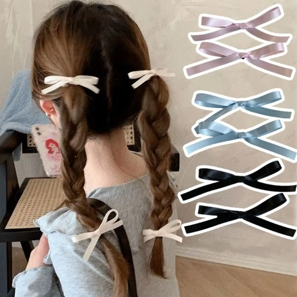 1PC New Sweet Bowknot Hair Clips Hair Accessories Headwear Bow Hairpin Cute Ballet Ribbon Bang Clip Girls