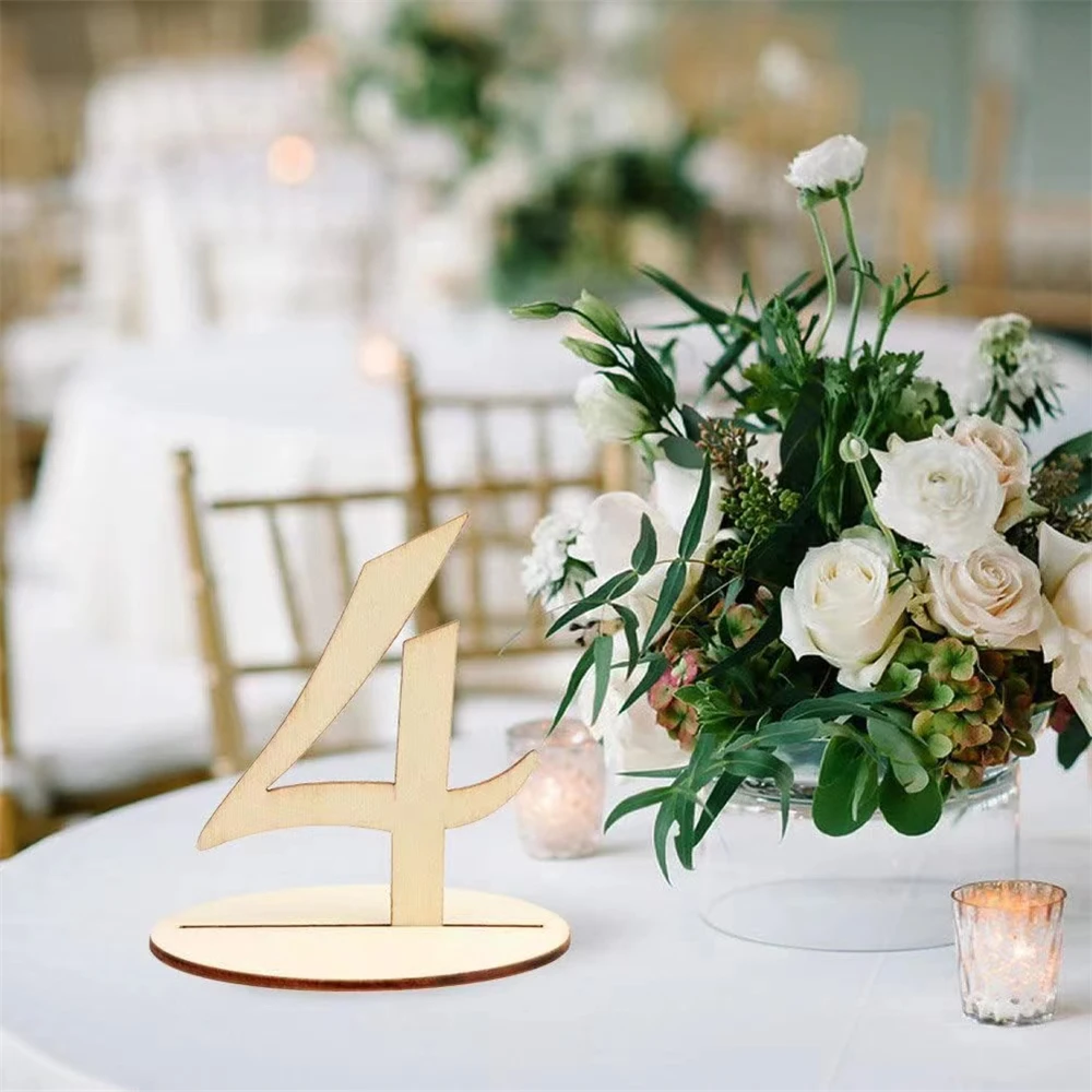 Wooden Wedding Supplies 10pcs 1-10/11-20/1-20 Table Numbers Set with Base Birthday Wedding Party Decor Gifts
