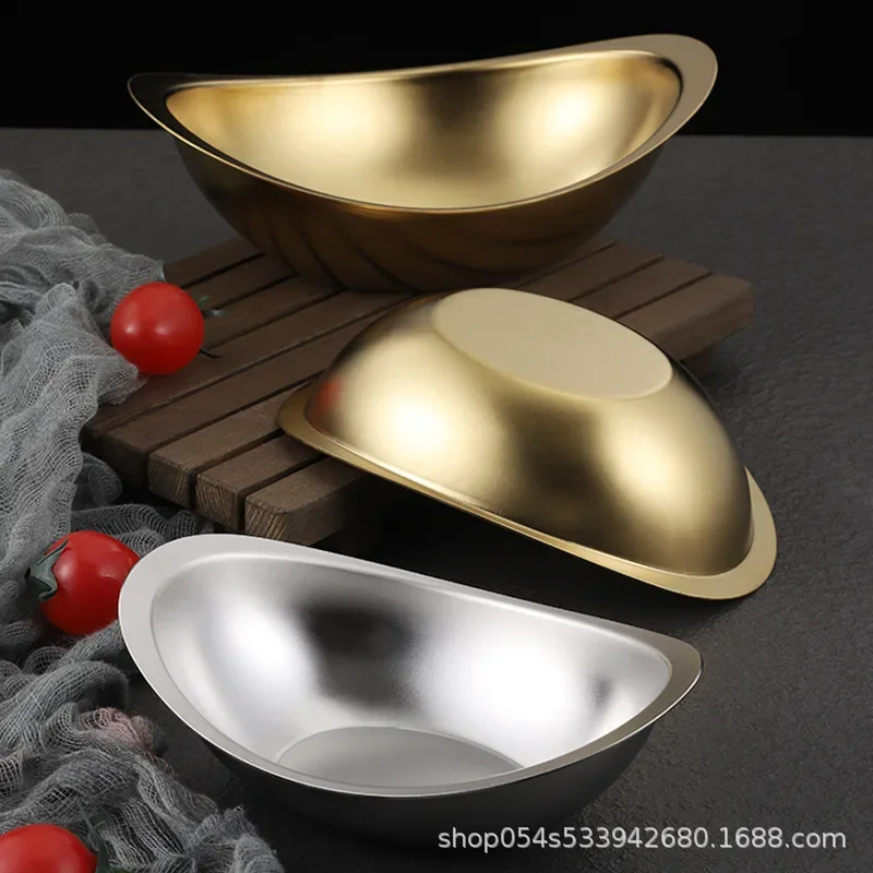 304 stainless steel golden ingot bowl Korean salad bowl commercial dessert snack Korean cuisine tableware cutlery set stainless steel cutlery set