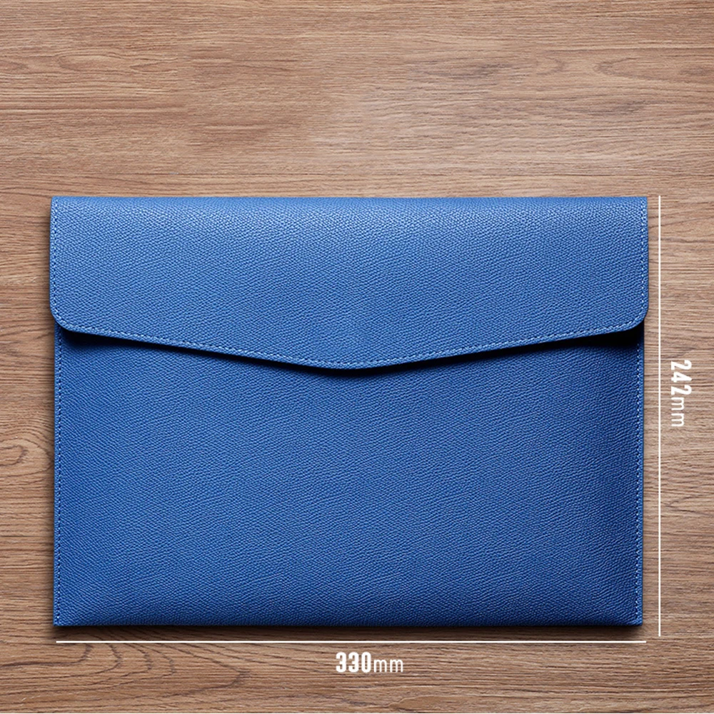 Documents Pouch File Bag PU Leather Snap Closure A4 File Pocket Folder Stationery Dustproof Business Office School New
