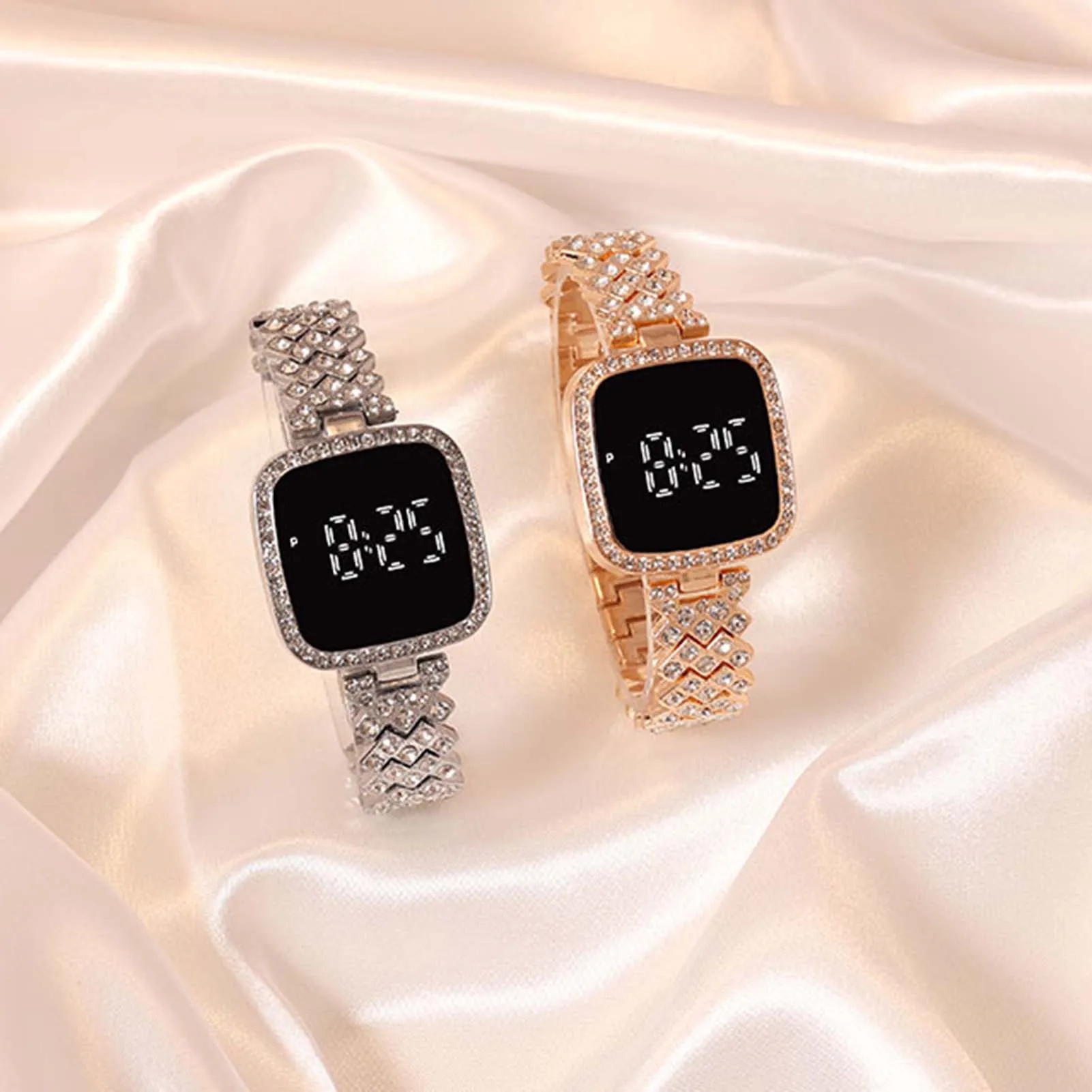 Women Watches Crystal Bracelet Watch Square Dial Touch Screen For Women