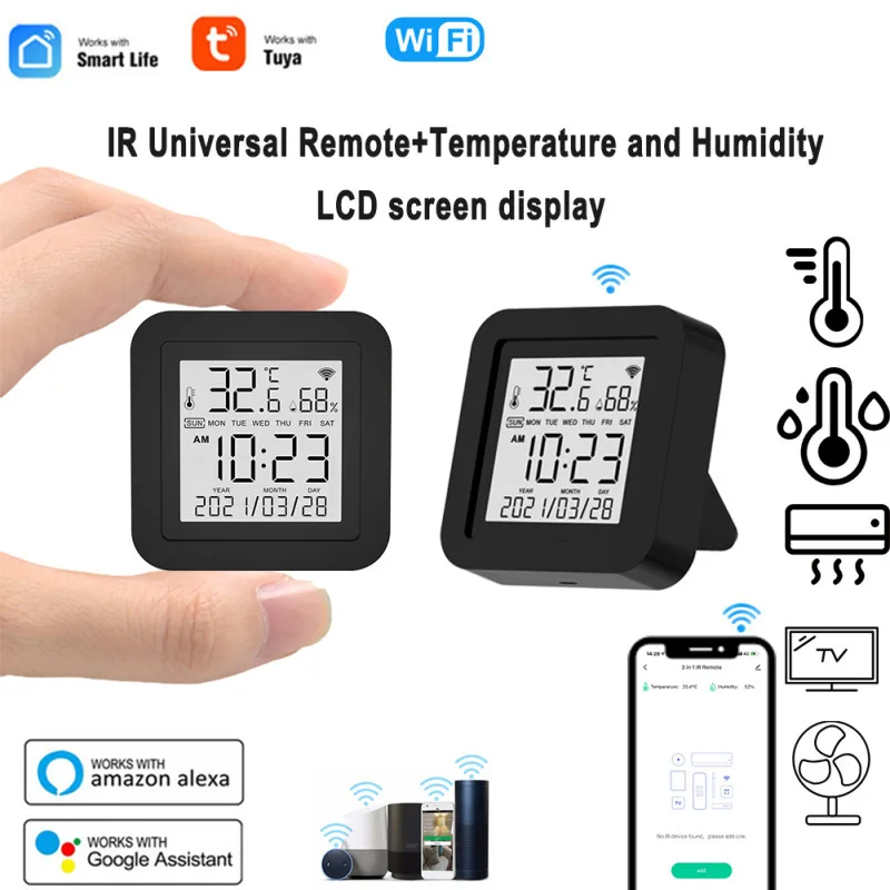 

WIFI intelligent electronic temperature and humidity counting display IR infrared remote control two-in-one wireless