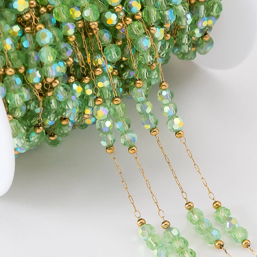 1 Meter Gradient Beaded Stainless Steel Chain for DIY Jewelry and Accessories