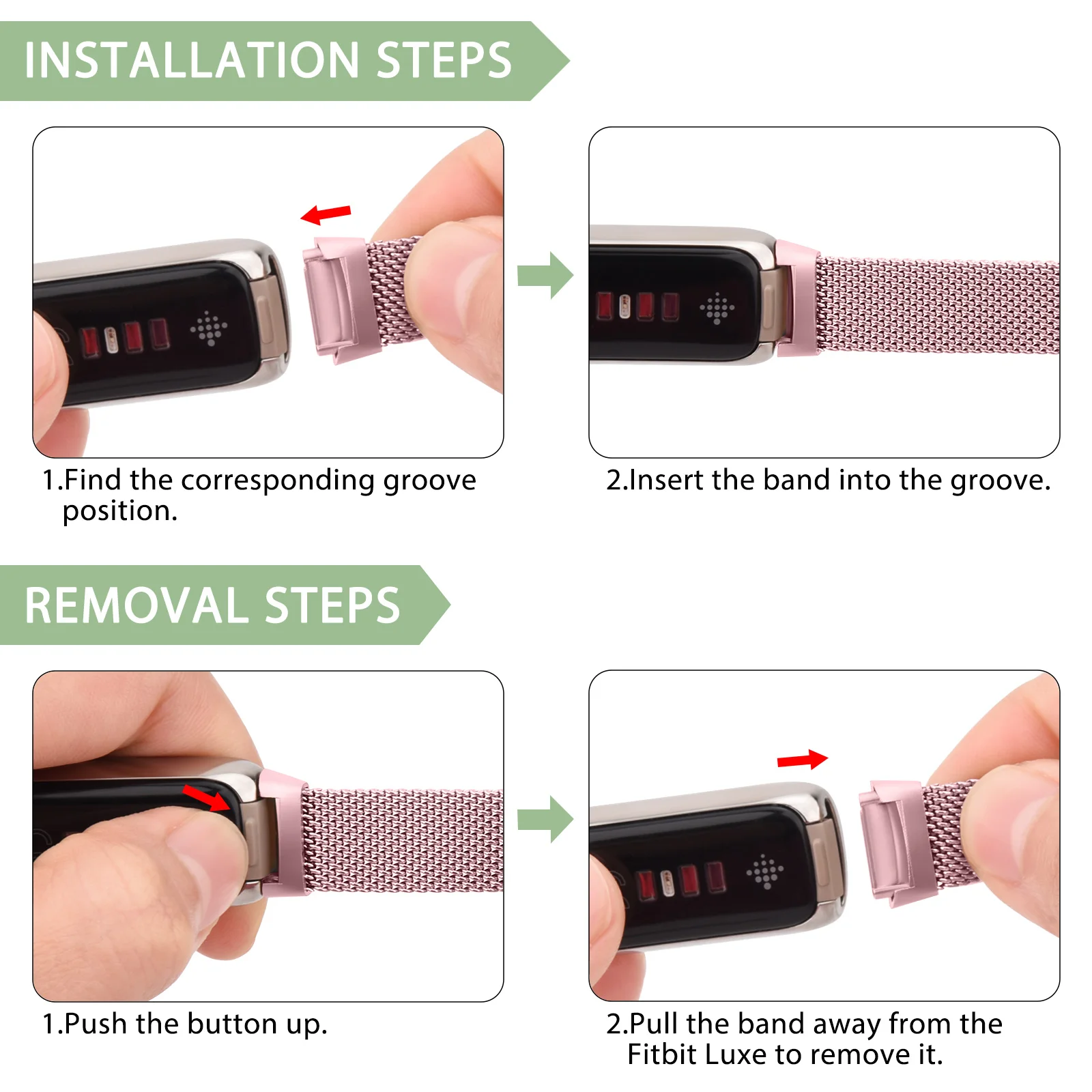 Fitbit Luxe Metal Magnetic Sport Strap Bracelet Replacement