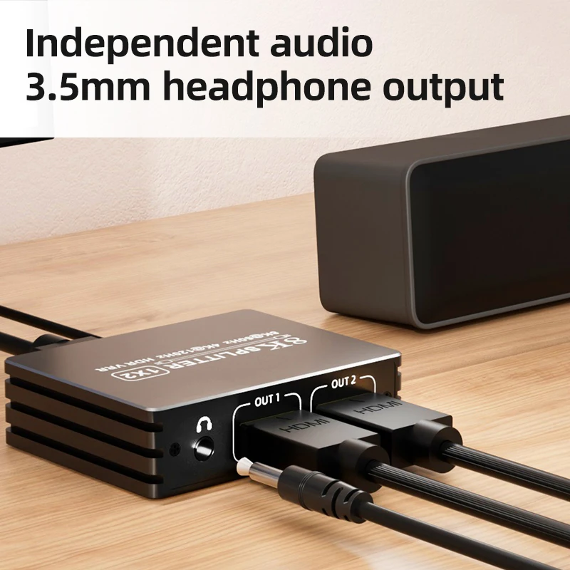 HDMI 2.1 Splitter 1 in 2 Out HDCP 2.3 8K@60Hz 4k@120Hz HDMI 40Gbps