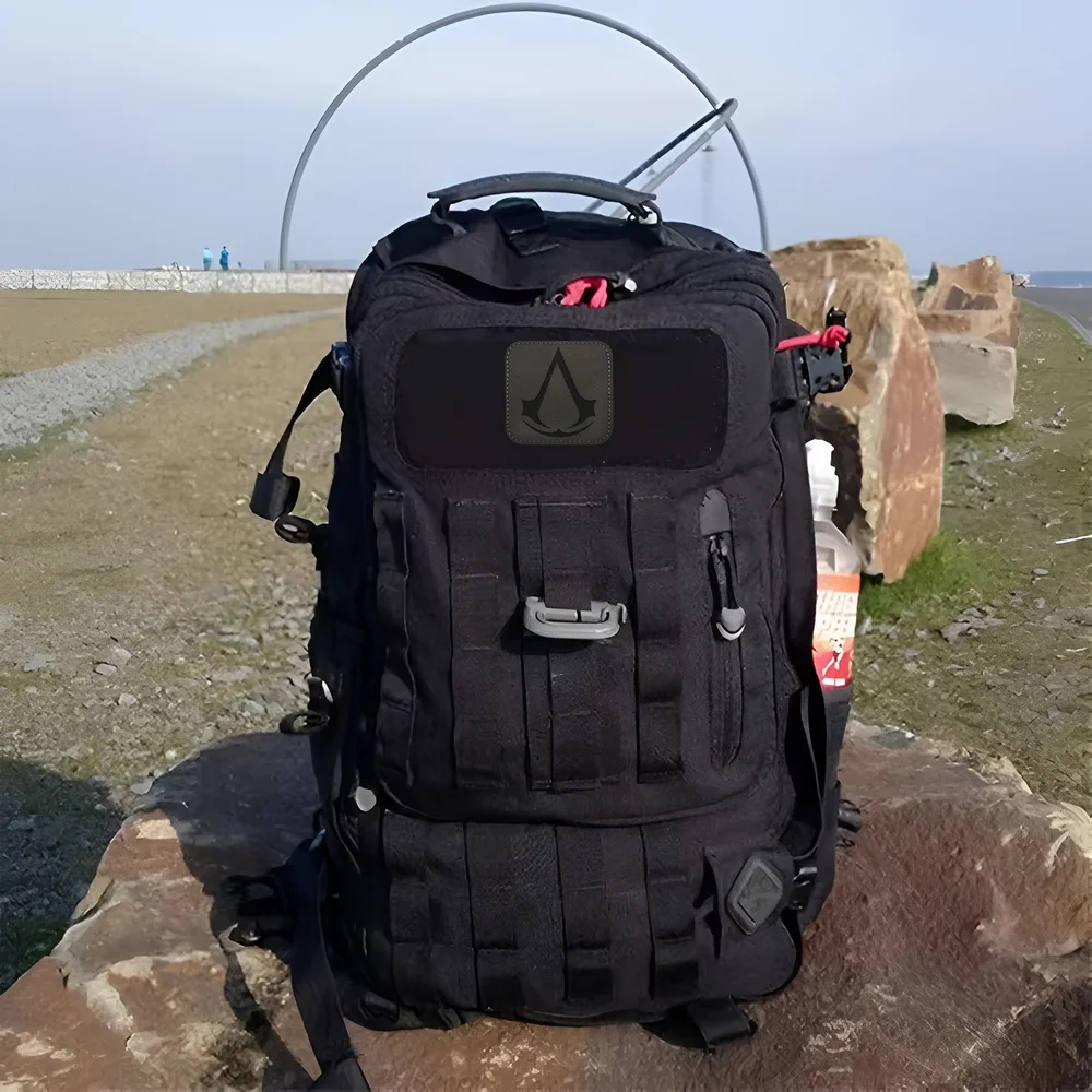 어쌔신 전술 패치 비디오 게임 벨크로 후크 루프 모랄 배지 패스너 자수 스티커 (모자, 몰리 백팩, 청바지용)