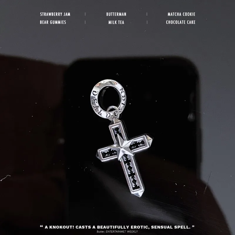 BOCAI Real S925 Silver Jewelry Accessories Fashionable Pentagram Cross Pendant for Men and Women Exquisite Birthday Gift