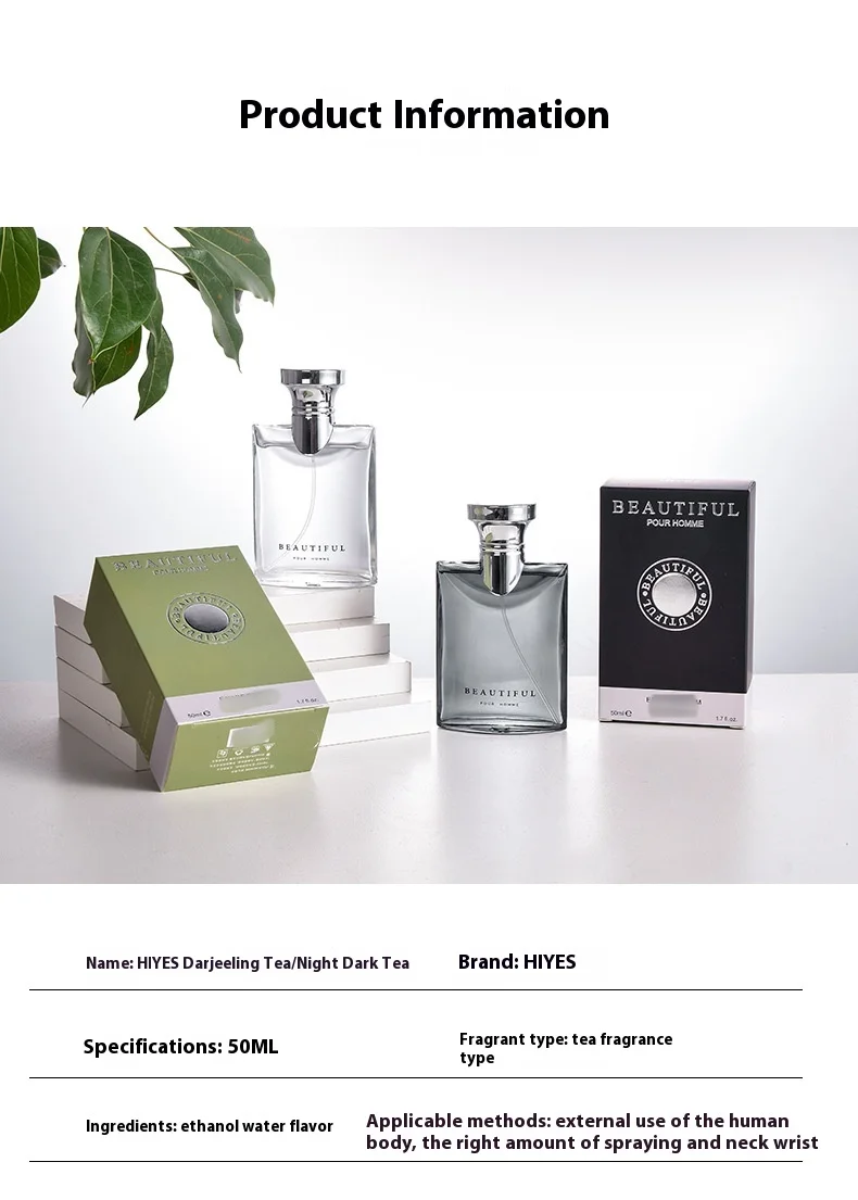 Profumo da uomo Darjeeling Tea Fragranza duratura Fragranza di legno Fragranza di tè bianco naturale fresco Gulong Eau De Toilette_voghion.com