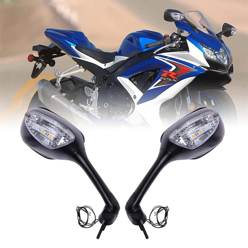 

For Suzuki GSXR750 GSXR600 2011-2015 GSX-R600 750 K6 K11 Foldable Rearview Mirrors Turn Signals LED Light GSXR 1000 K9 2009-2013