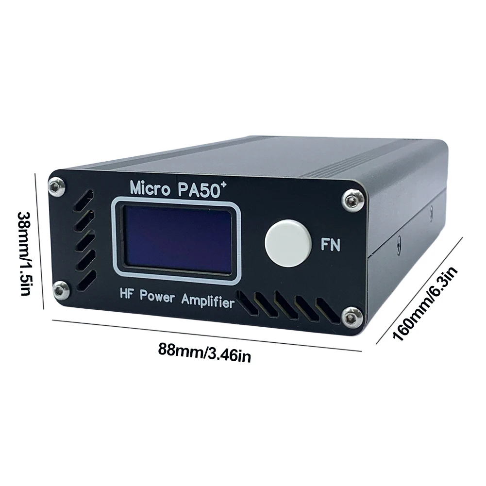 마이크로 PA50 PLUS 단파 HF 전력 증폭기, 50W 1.3 인치 OLED 스크린, 전원, SWR 계량기, 라디오용 LPF 필터 포함