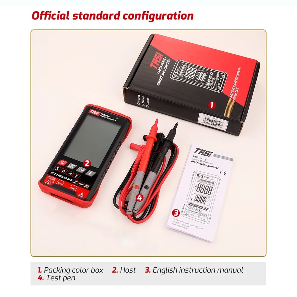 TASI TA804B Digital Multimeter Auto Tester Multimeters HD Color Screen Ultrathin Intelligent OHM NCV DC/AC Voltage Meter digital multimeter multimeter tester