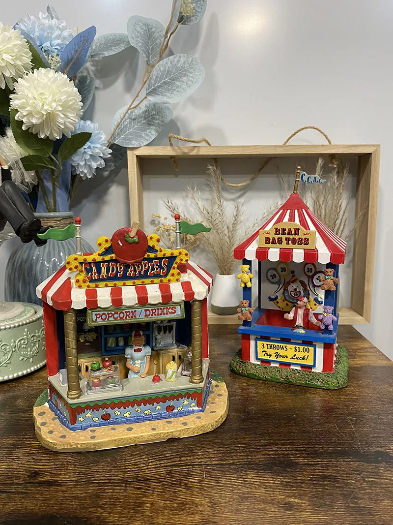

Painted European Town Street Juice Hut Figurine Fruit Juice House Statue Creative Home Furnishing Living Room Ornament Gift
