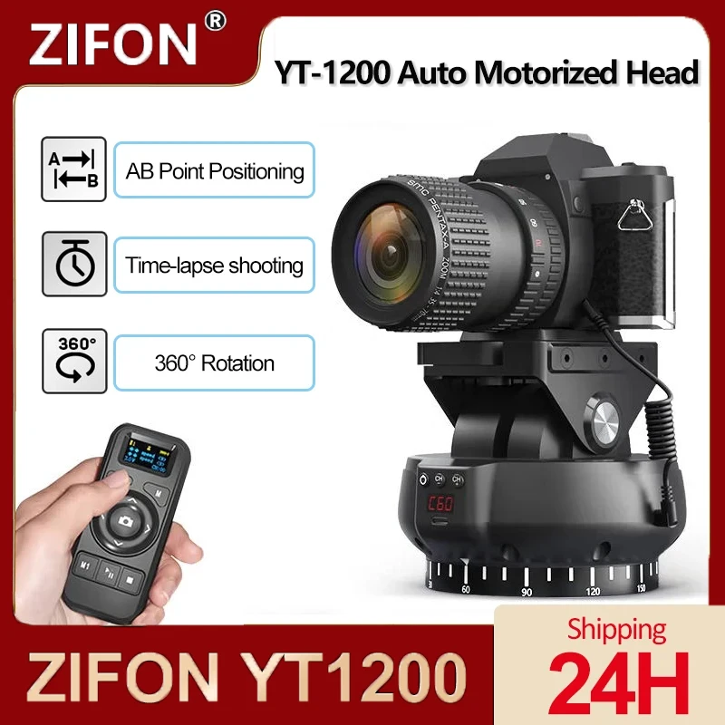 

ZIFON YT1200 с автоматическим мотором, вращающаяся на 360 ° панорамная головка с дистанционным управлением, многофункциональная головка для камеры/фотооборудования