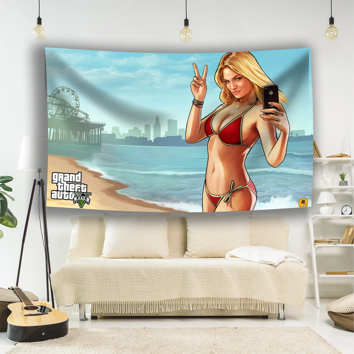 

Grand Theft Auto V GTA5 Los Santos Capital Of Sin GTA6 Banner Tapestry Curtain Art Room Decoration