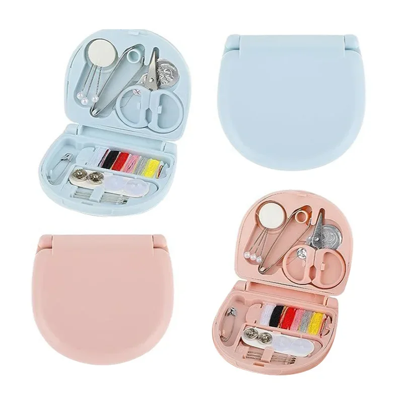 Portable Handheld Sewing Kit, Mini Travel Sewing Machine with Threads Needles Scissors for Emergency Clothing Repairs, DIY