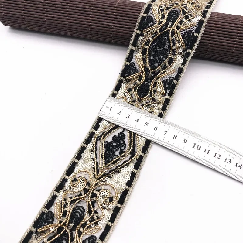Lace ribbon Lace sewing supplies Lace decoration Lace accessories Lace sewing accessories 1 Yards Sequin Lace Trims Floral Ribbon Bridal Lace DIY Embroidery Sewing Material for Dress Decoration