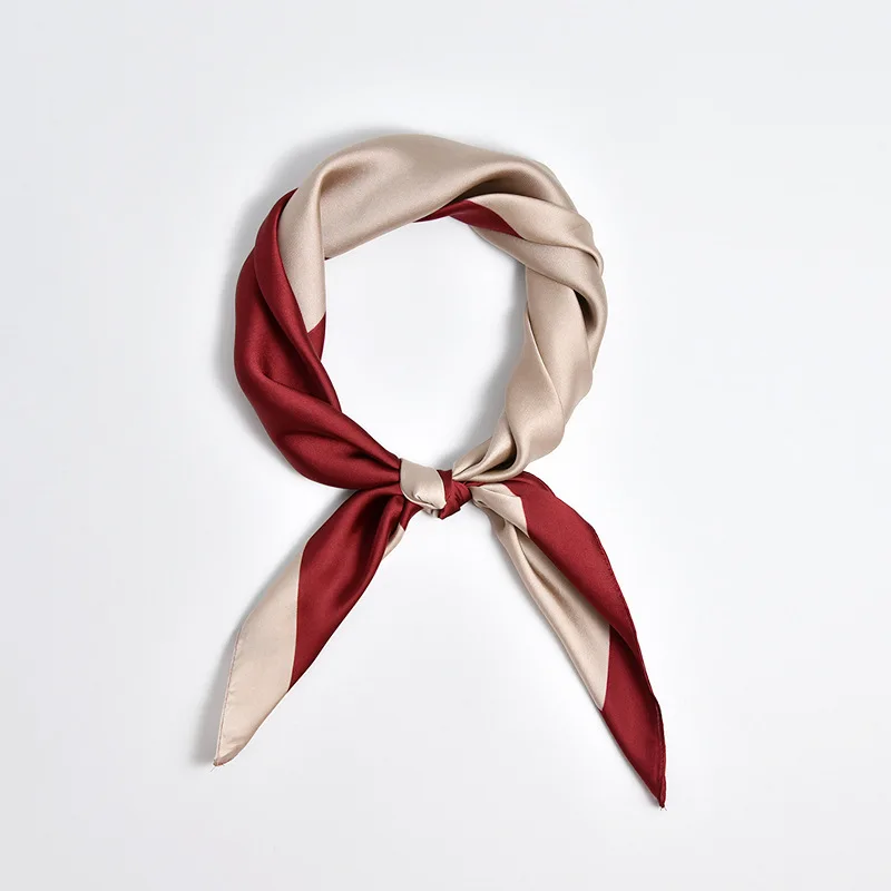 Luxury Brand Red Silk Square Scarf Women Cat Neck Hair Tie Band Beach Hijab Kerchief Head Headbands Bandana Female Foulard 70cm 4