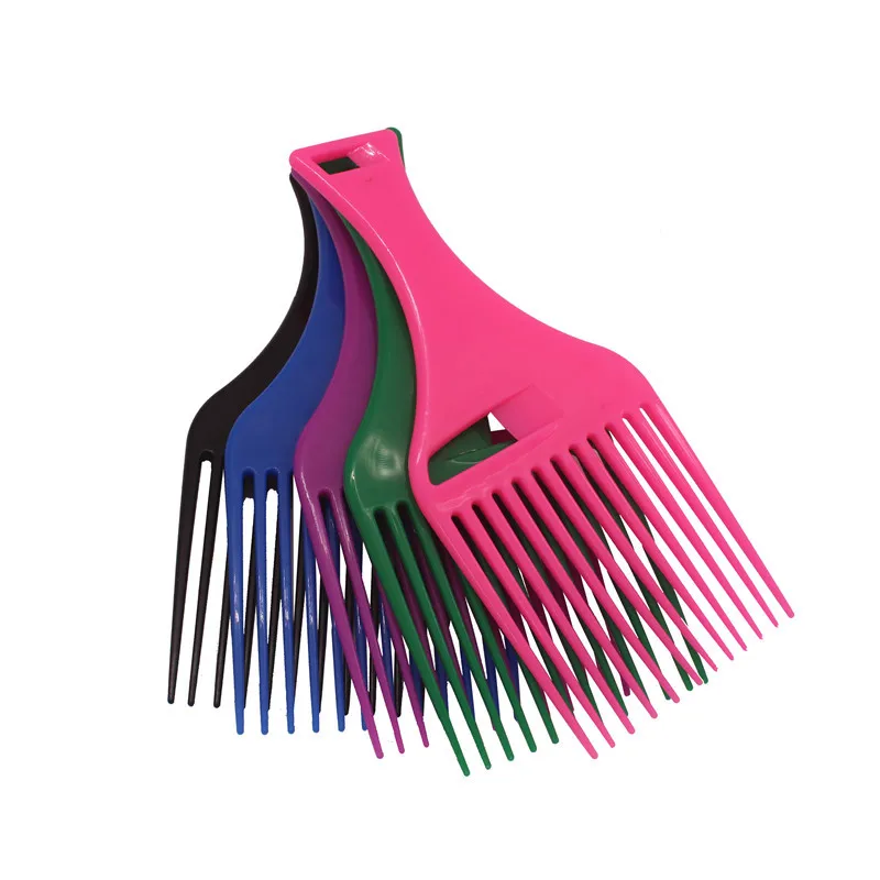 1 Piece Wide Teeth Brush Pick Comb Fork Hairbrush Insert Hair Pick Comb Plastic Gear Comb For Curly Afro Hair Styling Tools 4