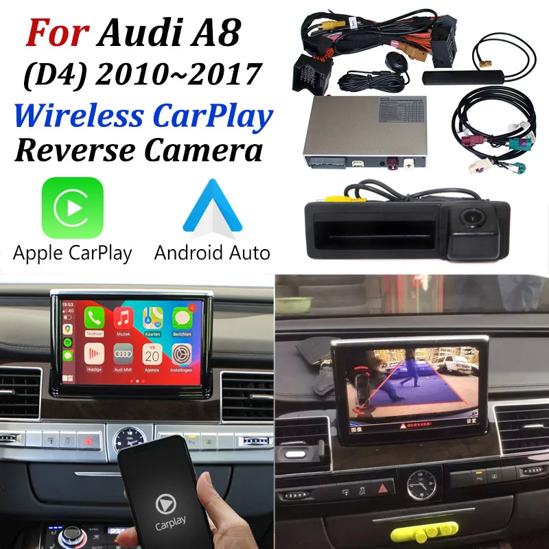 Wireless Carplay Per Audi A8 D4 2010 ~ 2017 Mmi Apple Car Play Android Auto Mirror Support Hd Night Vision Front Rear View Camera