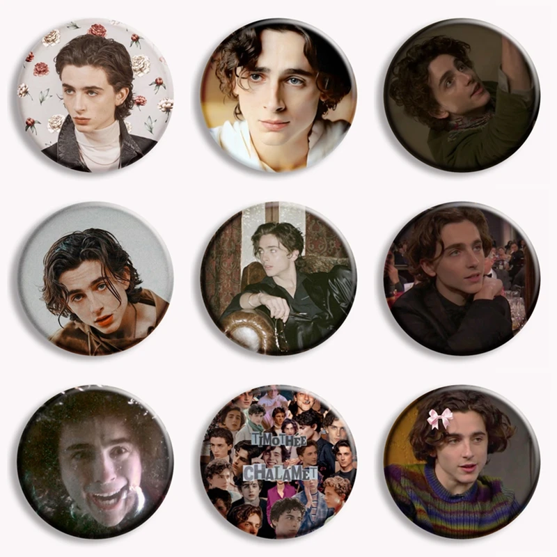 

Popular Actor Timothee Chalamet Photo Button Pin Famous Movie Star Brooch Badge Fans Gift Collect Backpack Accessories 58mm