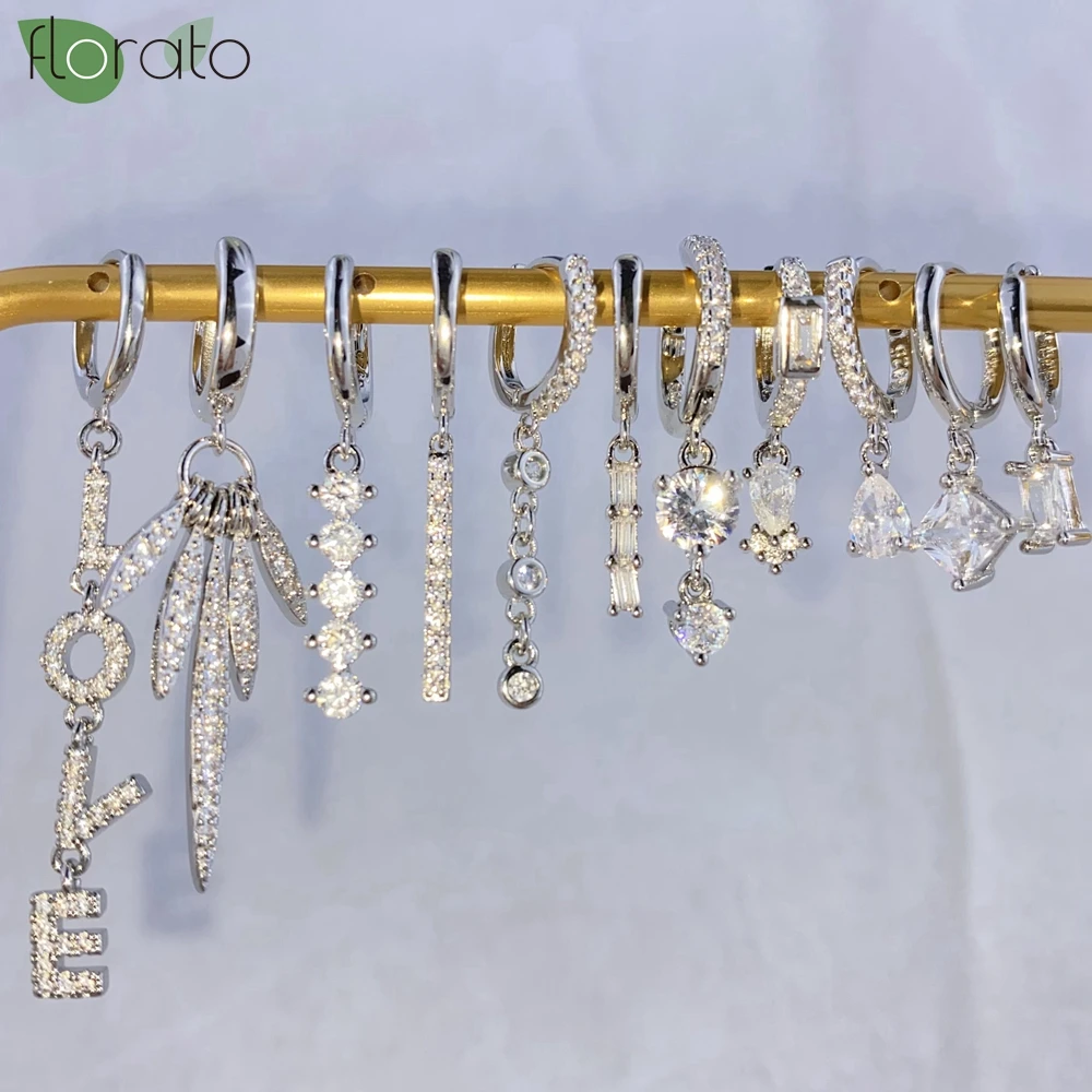 925 Sterling Silver Needle Elegant White Zircon Crystal Earrings Vintage Tassel Hoop Earrings for Women Luxury Wedding Jewelry 2