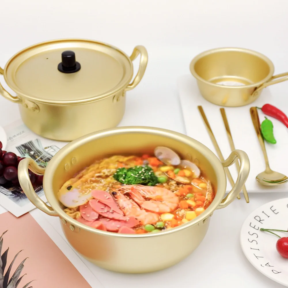 Cooking Golden Korean With Lid Fast Soup Pot Cookware Noodle Pot Ramen Pot