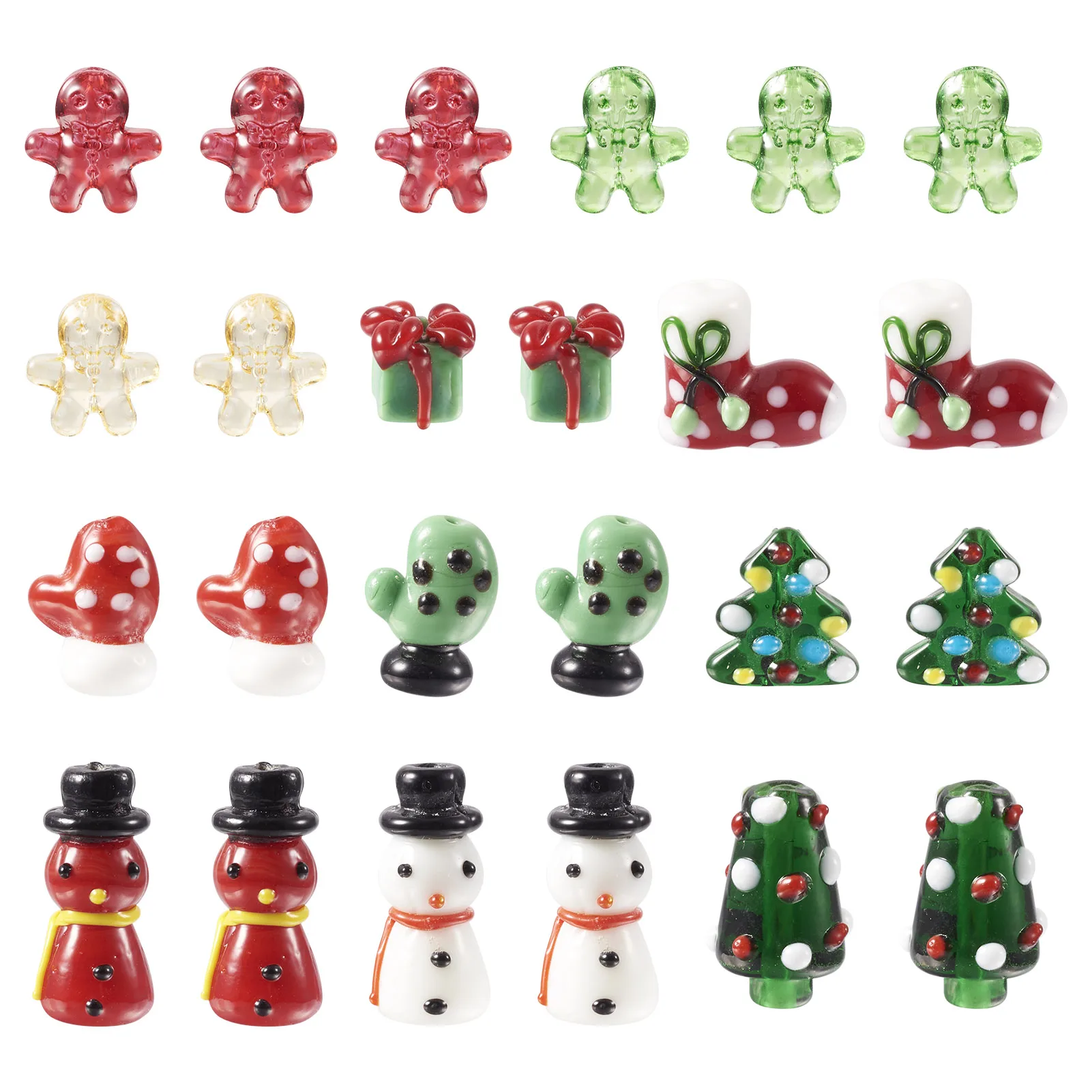 

46Pcs Christmas Handmade Lampwork Beads Gloves Ginger Man Christmas Tree Gift Box Beads DIY Jewelry Making Bracelet Necklace