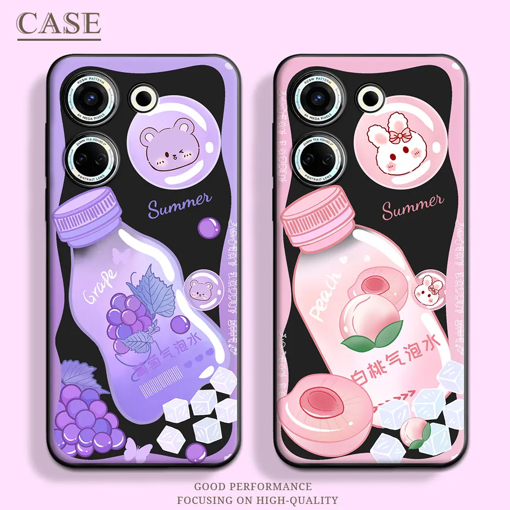 KJYF Cover Per Tecno Camon 20 – Custodia Trasparente TPU Morbida, Anti-ingiallimento, Anti-graffio, 6.67 Pollici, Fioritura - 4