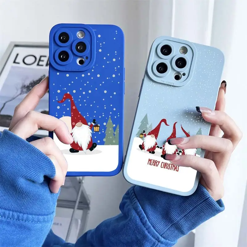 

Cartoon New Year Christmas Santa Claus Phone Case For iPhone 13 12 11 14 15 Pro Max XS X XR 15 14 7 8 Plus SE Soft Silicone Case